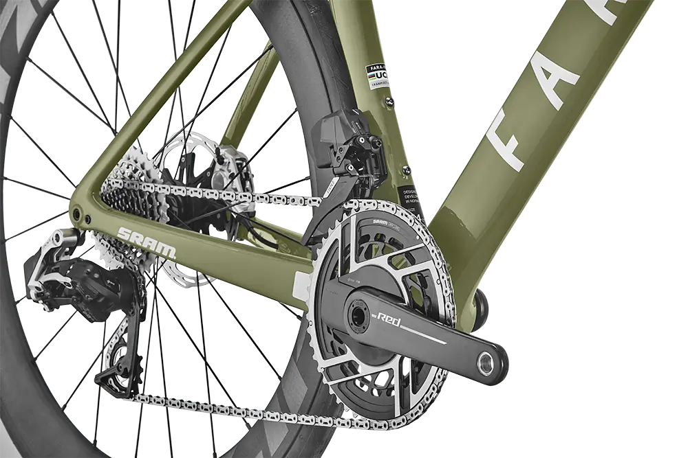 The decals have been curated to exactly match the brushed alloy finish of the SRAM RED AXS components